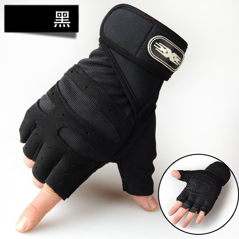 Unisex Half Vinger Sport Handschoenen Voor Hardlopen Jogging Wandelen Fietsen Fiets Gym Fitness Gewichtheffen Antislip: Black / L