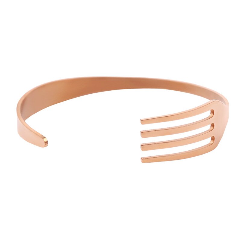 Pulseras de cuchara de tenedor para hombre y mujer, brazaletes de acero inoxidable, Hip Hop, Rock, 4 colores, pulsera de puño para mujer, joyería Punk: rose gold color