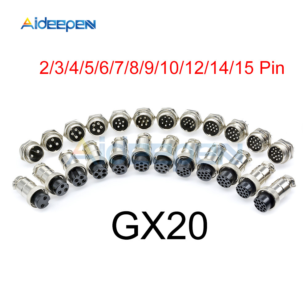 1Set GX20 Luchtvaart Connector Male Plug Vrouwelijke Socket Ronde Connector 2/3/4/5/6/7/8/9/10/12/14/15 Pin Draad Panel Connector