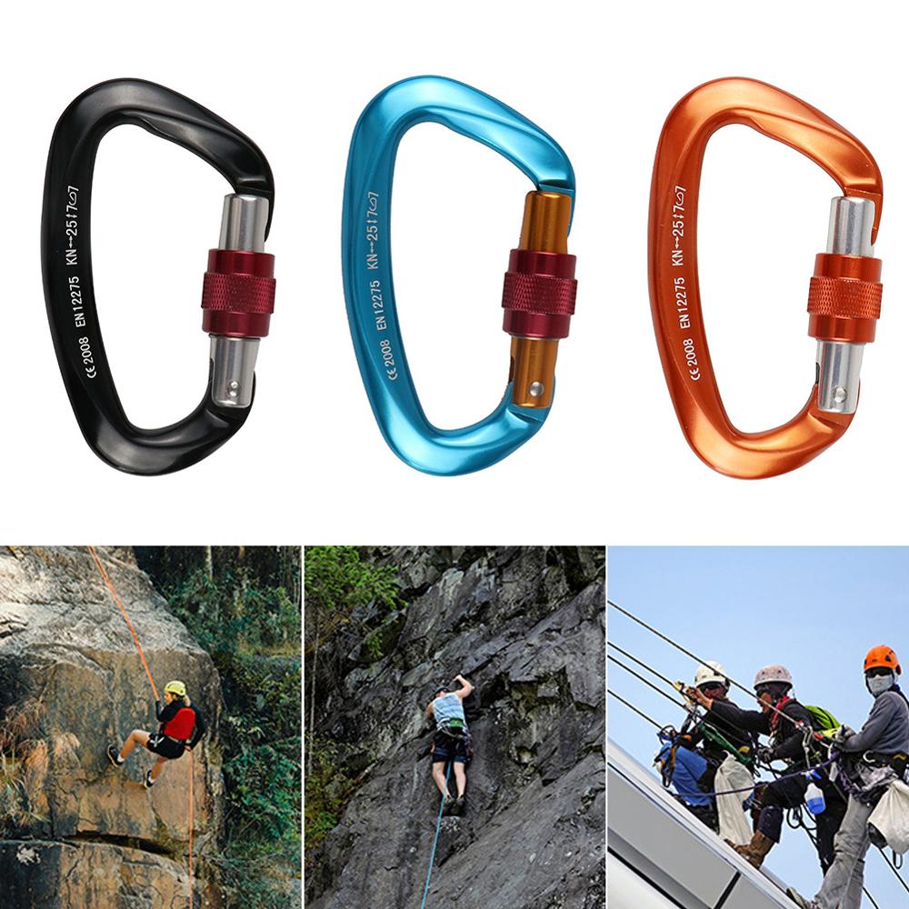 Neue 25KN Klettern Karabiner D Form Klettern Schnalle Lock Sicherheit Sicherheit Master Schraube Lock Schnalle Ausrüstung