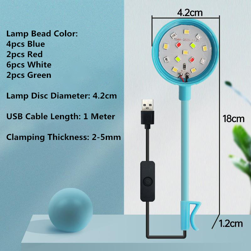 Luz LED USB para acuario, 3W, 5V, impermeable, iluminación para pecera, lámpara subacuática para peces, decoración de acuarios, lámpara para plantas, Mini luz para pecera: Verde