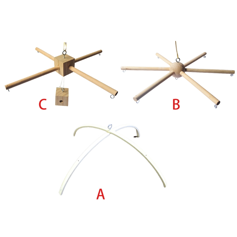 Colgador móvil de madera para cuna de bebé, marco de suspensión móvil, soporte móvil para bebé, campana de cuna de madera Natural