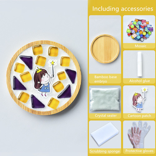 1Set Glas Mozaïek Tegels Voor Diy Handgemaakte Hobby Bamboe Coaster Handgemaakte Voor Kinderen Puzzel Mozaïek Materiaal: 14