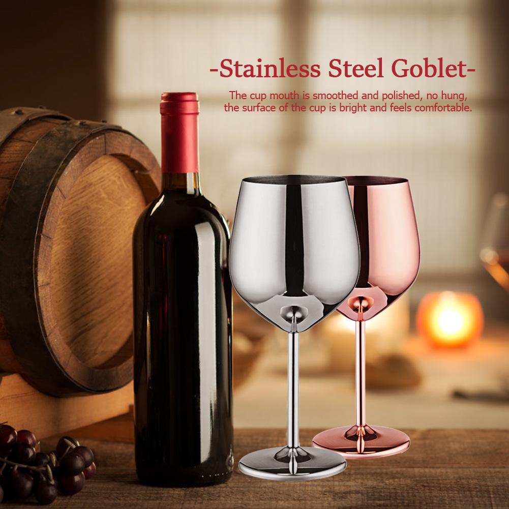 500mL Stainless Steel Single Layer Juice Drink Champagne Goblet Drum Shape Red Wine Cup Charms Party Supplies