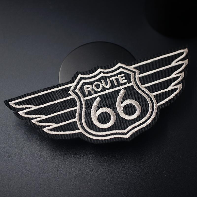 ROUTH 66 Size: 5.3x11.7 cm DIY Badge Patches Kleding Patch Stof Naaien Geborduurde Applique Jas Jeans Kleding Badges