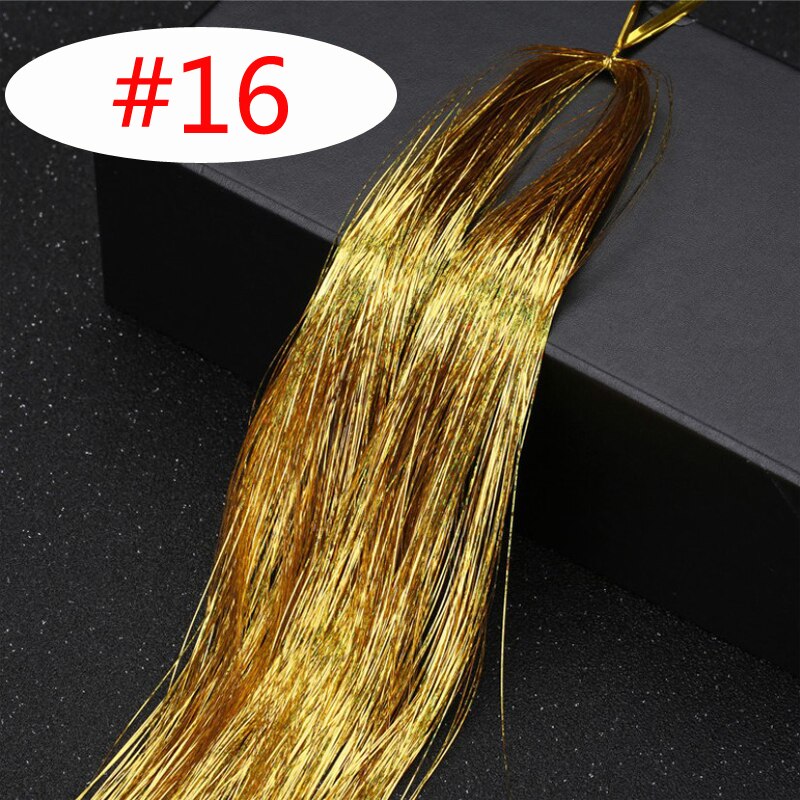 2 st/lot flerfärgat löshår glitter glitter highlights syntetiskt hårförlängning för hårflätningstillbehör: 16