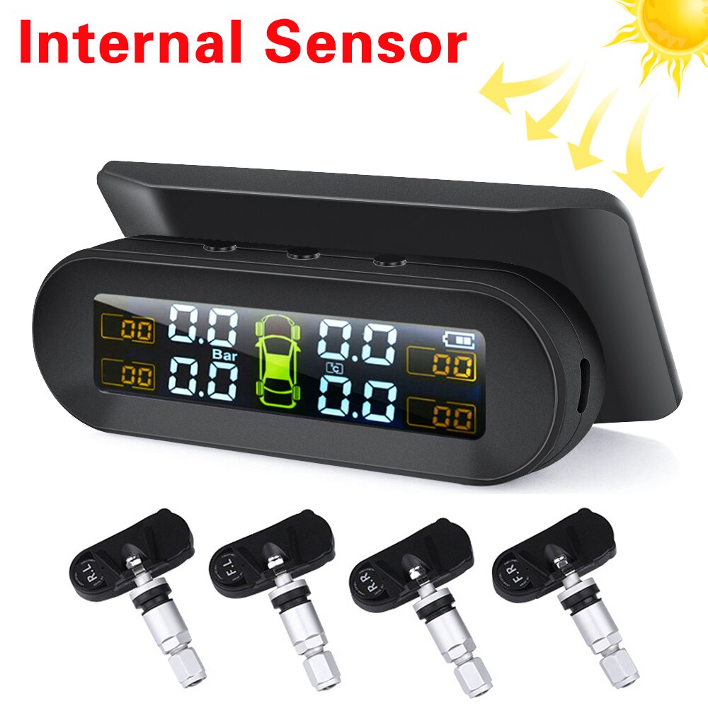 Tpms solenergi tpms bildekktrykk alarm Observere autosikkerhetssystem dekktrykk 360 justerbar temperaturadvarsel: T1- tommer