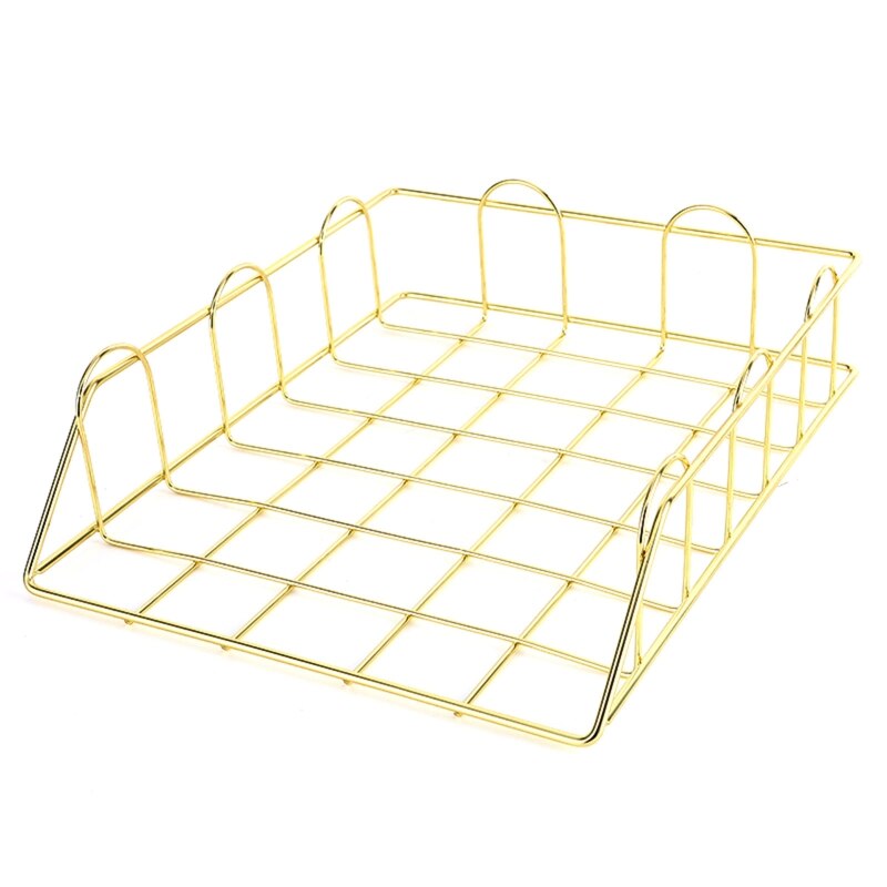 Modern Stackable Letter Tray Desktop Organizer Under Desk Hanging Organizer Metal Paper Tray for Women Men