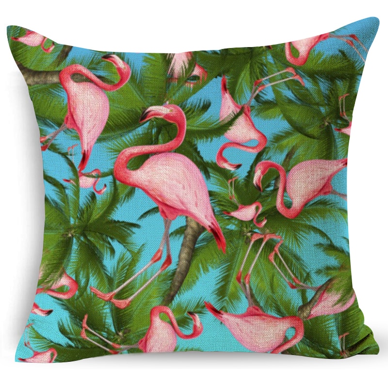 18 Home decoratieve kussens katoen linnen sierkussen groene bladeren print gezellige rugleuning kussen beddengoed kussensloop LXC: 3802