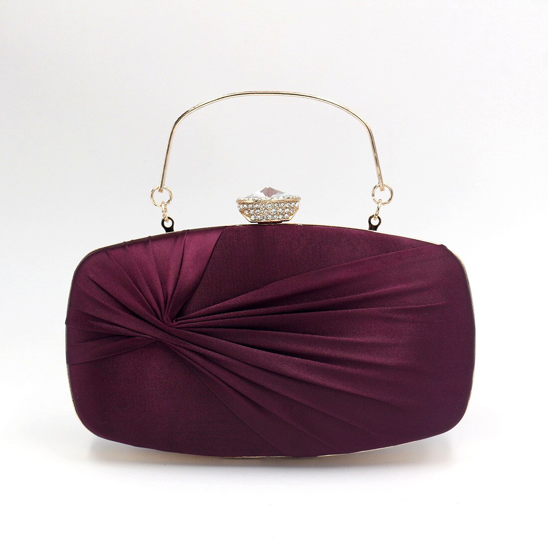 Rynket silke clutch tasker solide aftentasker kvindelige læg små håndtasker fest banket pung skuldertasker: Lilla