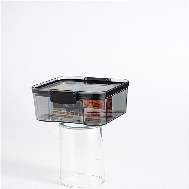 Küche Lagerung Container Snacks Bohnen Reis Nüsse Lebensmittel Lagerung Gläser Kunststoff Behälter Versiegelt Frische Lagerung Küche Liefert: Schwarz 460ml