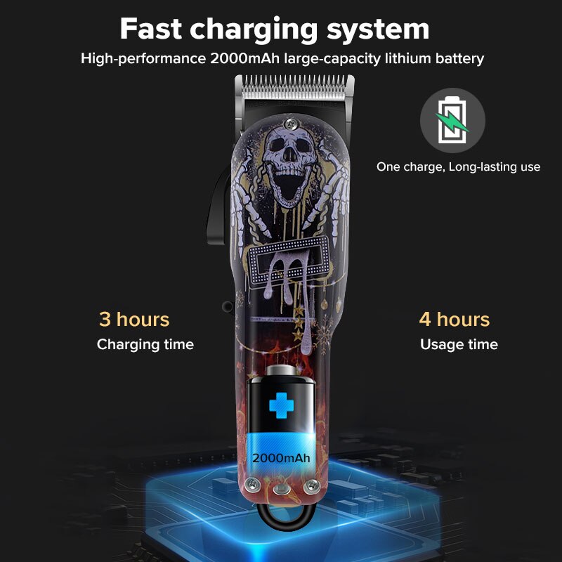 Kit de corte de pelo inalámbrico para hombre, máquina para cortar el pelo sin cables, recargable, para barbería, gran potencia