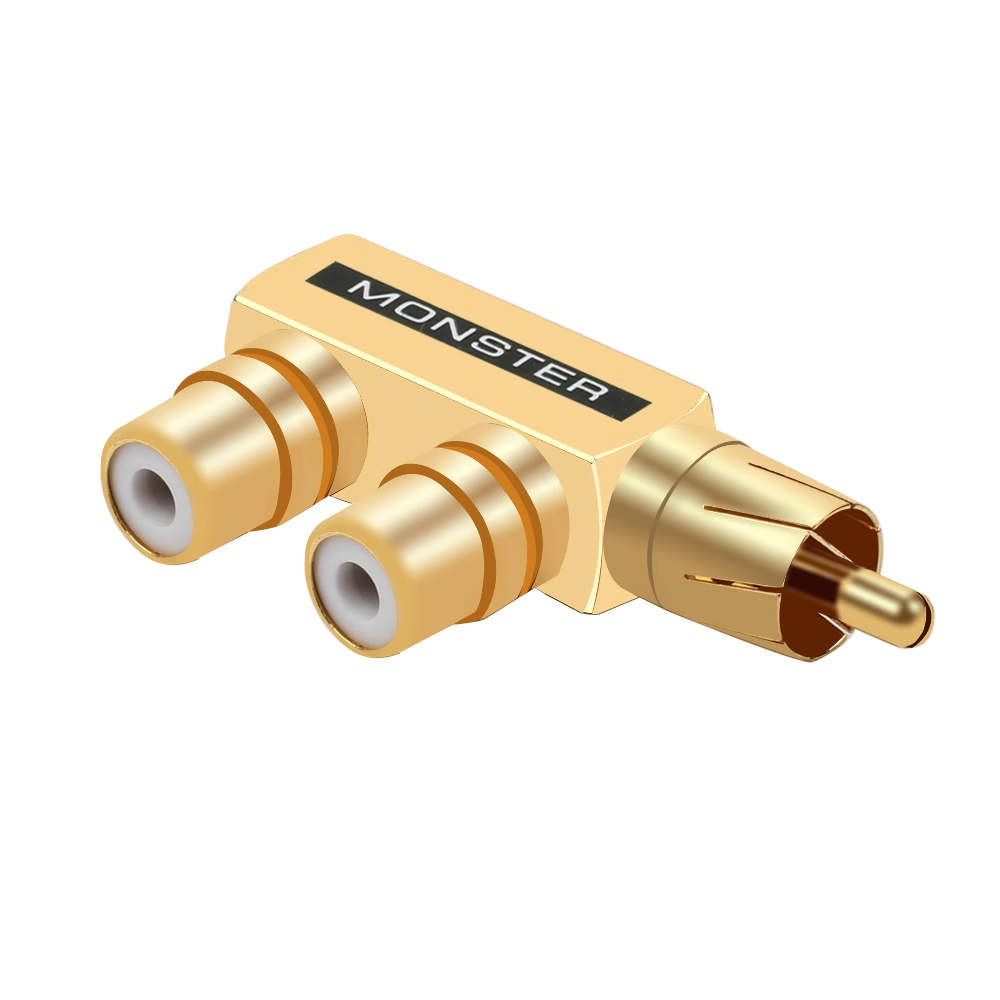 RCA-Adapter, 90 Grad rechtwinkliger Stecker, 1 RCA-Stecker auf 2 schnallen-Buchse, Audio--Video-Y-Splitter, Metallstecker für TV-Lautsprecher: Orange