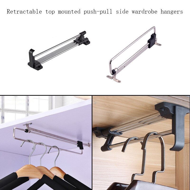 Wardrobe Top Clothes Rail Wardrobe Hanger Cloakroom Telescopic Towel Storage Rod with Screws Retractable Hanging Extending Rods