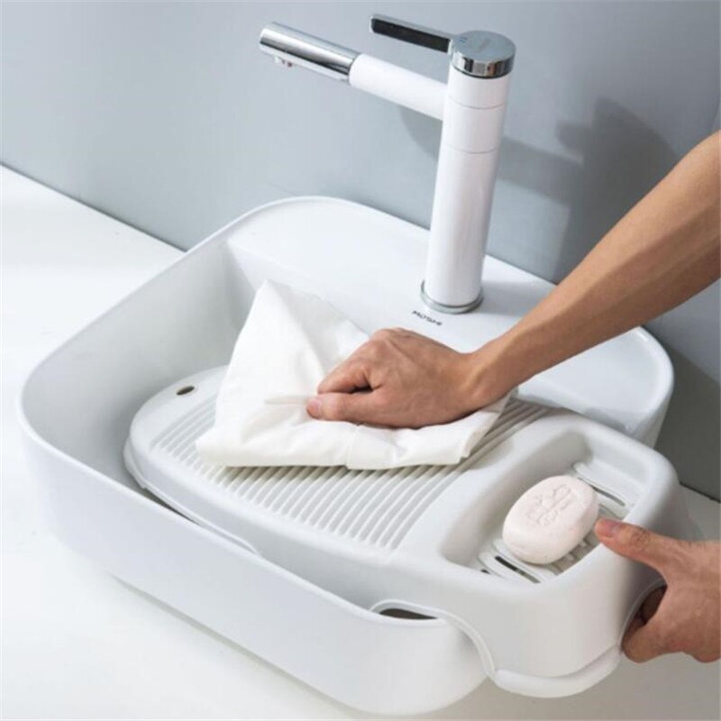 Plastic Thicken Wasbord Met Zeephouder Doos Draagbare Kleding Wassen Boord Huishoudelijke Badkamer Antislip Wasserij Accessoires