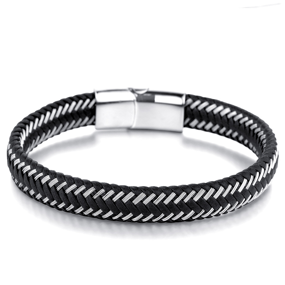 Pulseira de couro masculina de luxo, alta qualidade, moda 2020, aço inoxidável, fivela, charme, pulseira masculina, artesanal, presente de joia