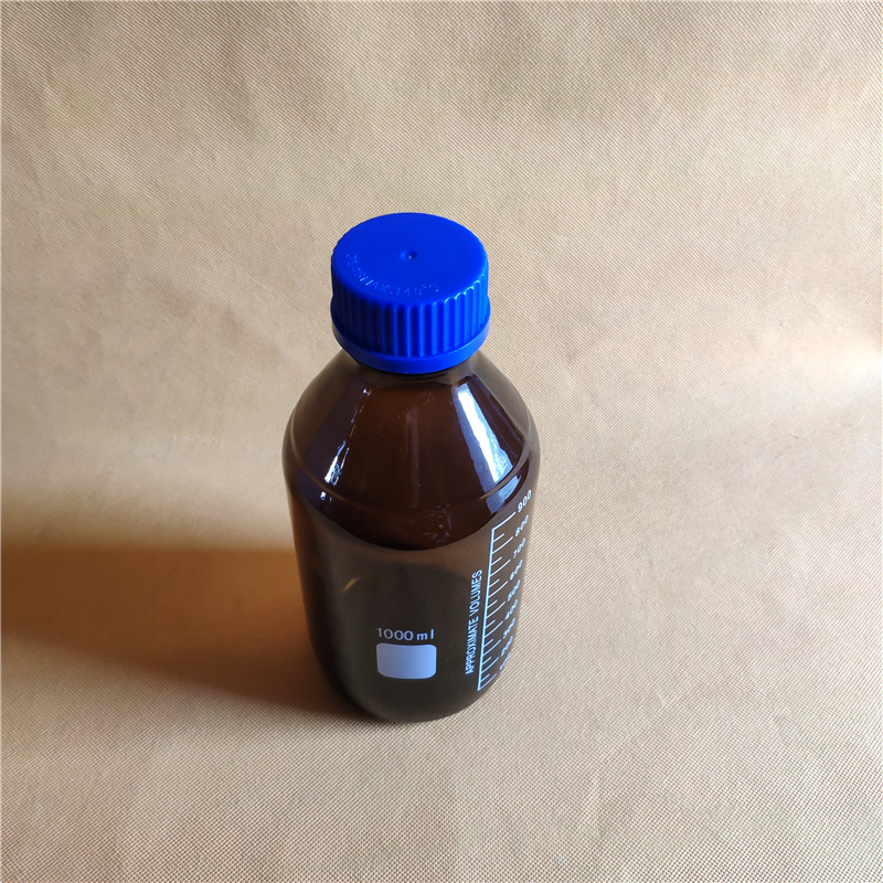 1000ml reagensflaske, rav sodavand, graduerede opbevaringsflasker med  gl45 blå skruelåg, rav glasflaske