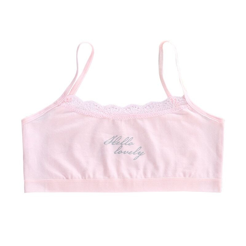 Sujetador de encaje para chicas jóvenes, ropa interior de algodón suave para adolescentes, 7-14 años: Pink