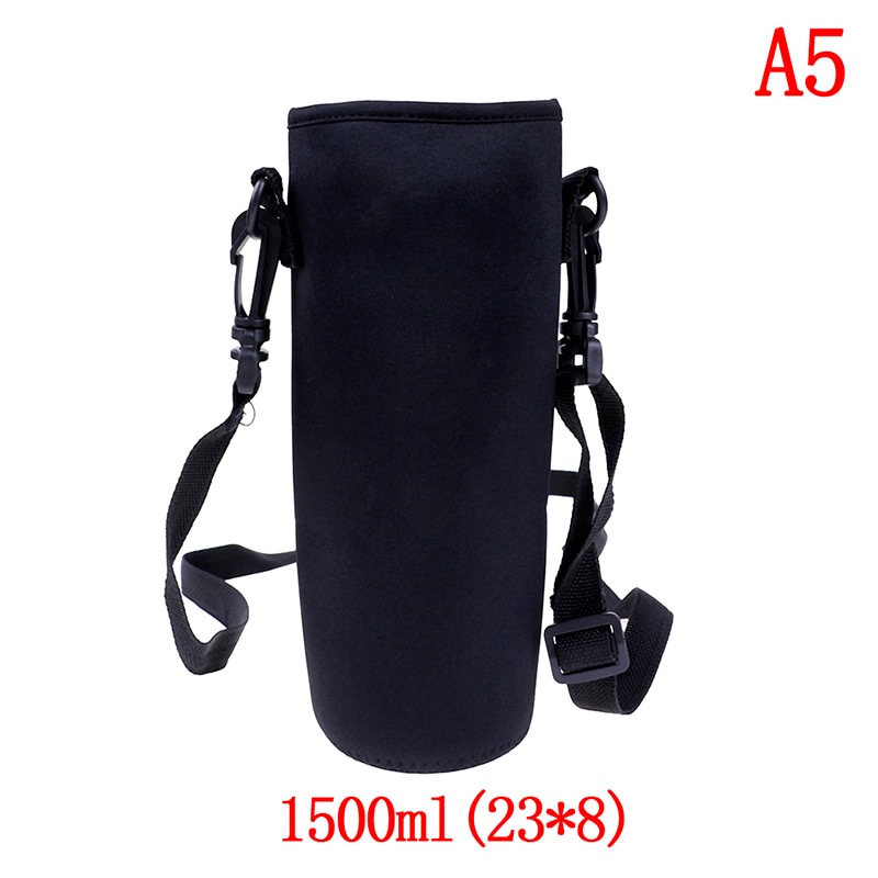 420-1500ml vesipullon kansi pussi pussi w/hihna neopreeni vesipussin pidike olkahihna musta pullon kantajan eristyspussi