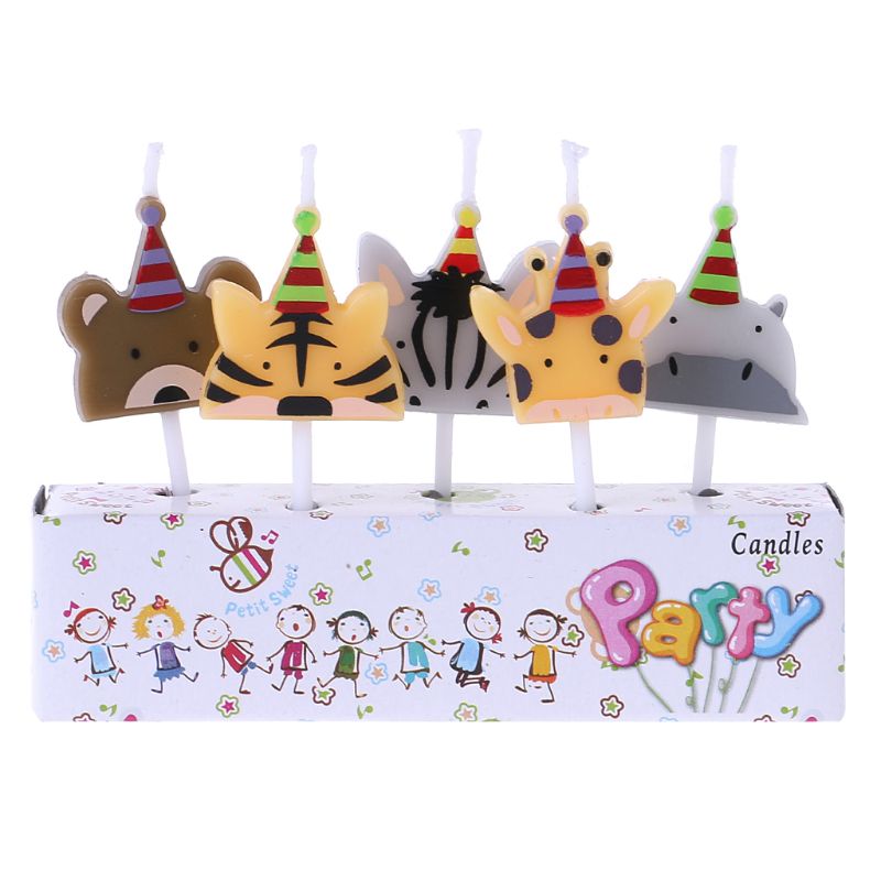 5Pcs/set Cute candle zoo party shape Carnival animal birthday candles