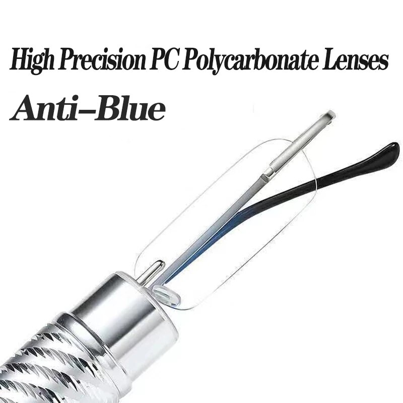 IENJOY mini przenośne okulary robić czytania małe metalowe okulary bez oprawek robić czytania z etui na długopis mini okulary robić czytania 1.0 2.0