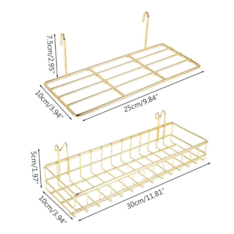 2Pcs Grid Panel Muur Plank Mand Met Haak Boekenplank Display Opbergrek Lade: 2