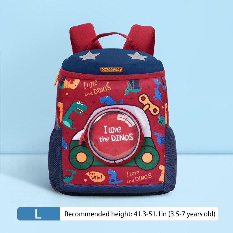 Novo à prova dwaterproof água crianças mochilas design criativo crianças mochila saco de escola para meninas dinossauro bebê mochila meninos cartable enfant: Red Dinosaur-Large