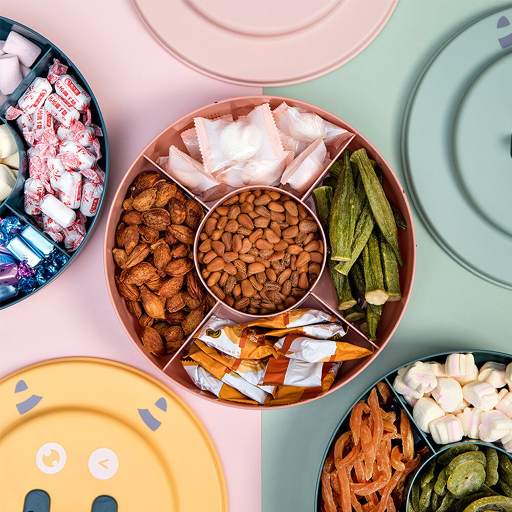 Snack Container Tray Divided Candy Nut Dish With Lid Snack Box Candy Tray Food Storage Box Candy Plates Dried Fruit Organizer