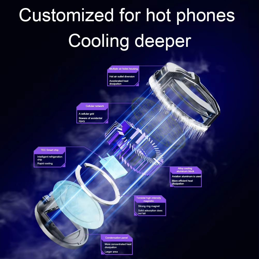 Ventilador de refrigeración silencioso para teléfono móvil, pantalla Digital, Semiconductor magnético, radiador para juegos IOS y Android