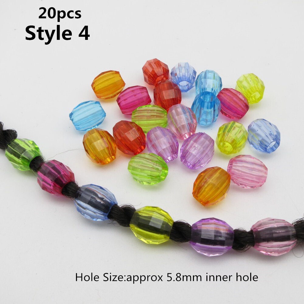 20Pcs-50Pcs Plastic Colorful Transparent Crochet kids Braids hair braid dread dreadlock beads rings clips tube Hair Accessories