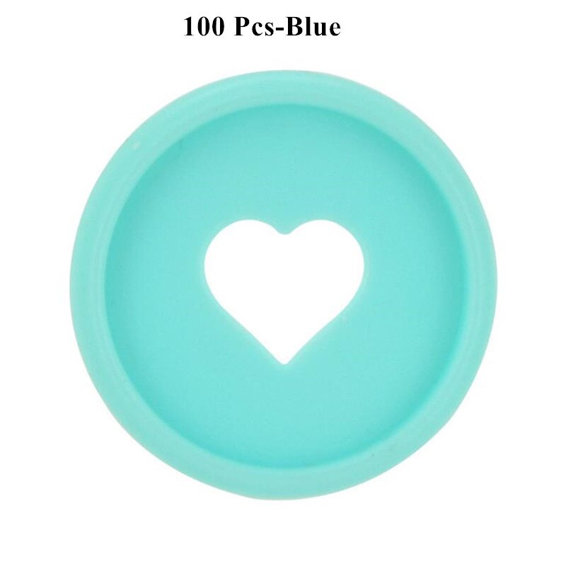 50/100 sztuk stałe pierścień z sercem spoiwa do notebooków 28mm Diy luźny segregator do scrapbookingu Planner dyski A20-S18: 100 Pcs-Blue
