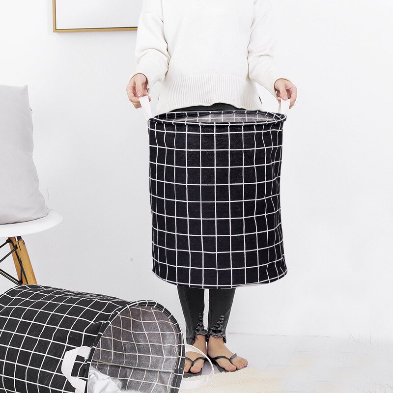 New japanese cotton and linen fabric laundry basket, foldable storage bucket, waterproof laundry basket, storage basket