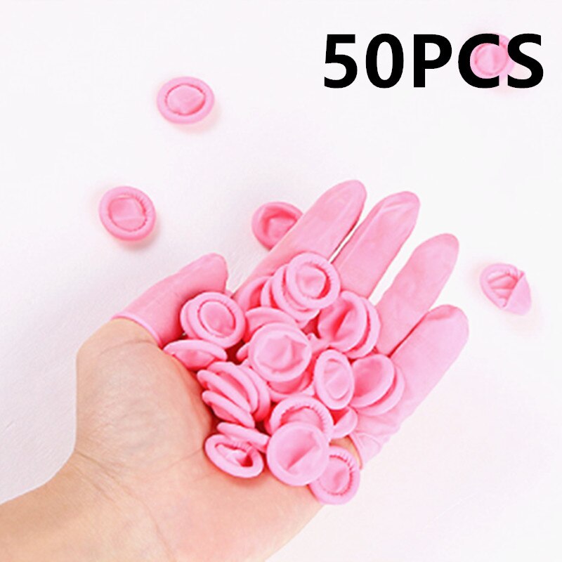 50 stk/sæt engangshandsker pink latex gummifingersenge antistatiske fingerspidsbeskyttelseshandsker til madlavning til hjemmet: 50 stk lyserød