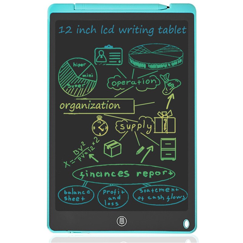 Tablette LCD pour écriture et dessin électronique, ardoise numérique et colorée, pour enfants et adultes, protège les yeux, 12 pouces: Bleu