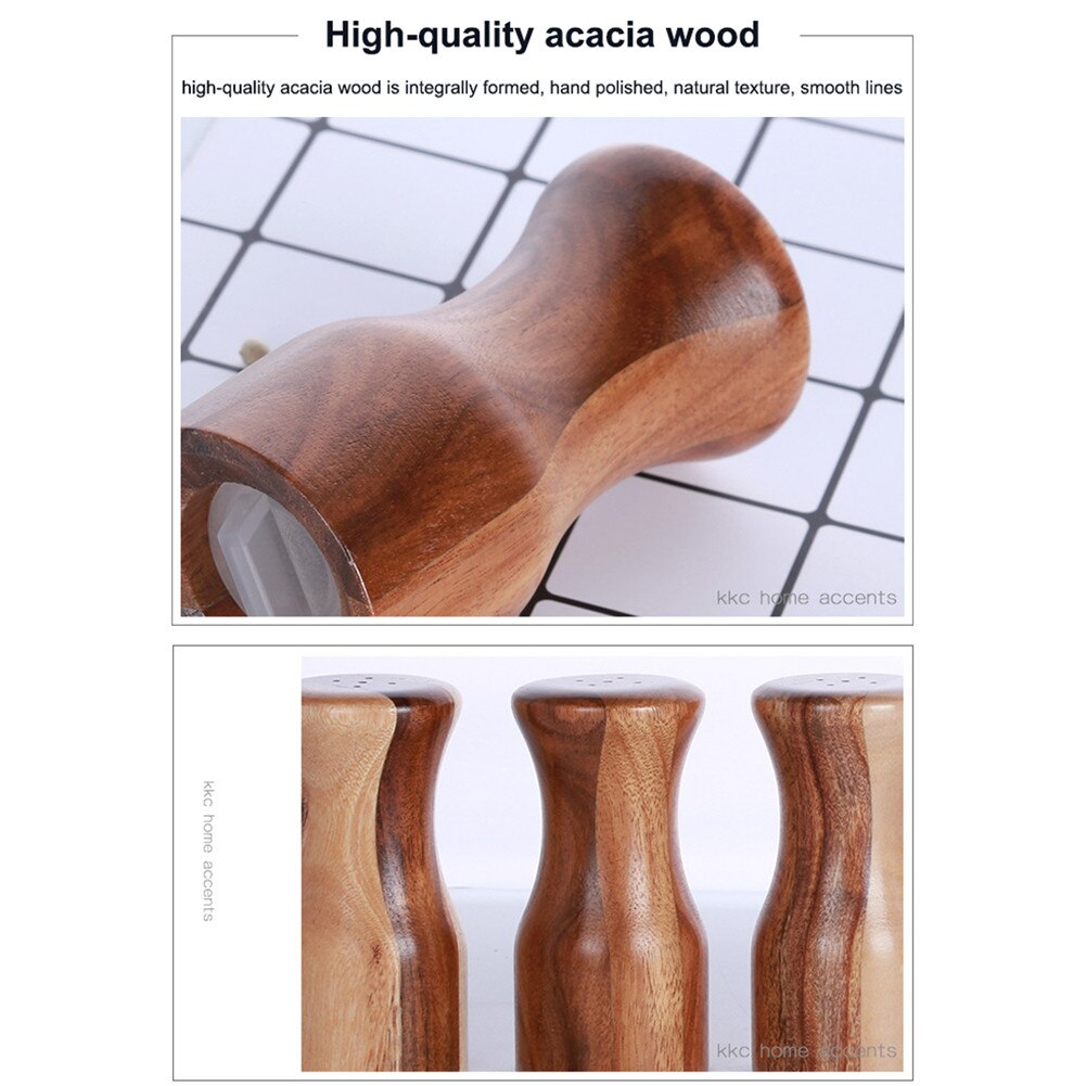 Wooden salt and pepper grinder adjustable wooden salt pepper grinder salt shaker kitchen tool