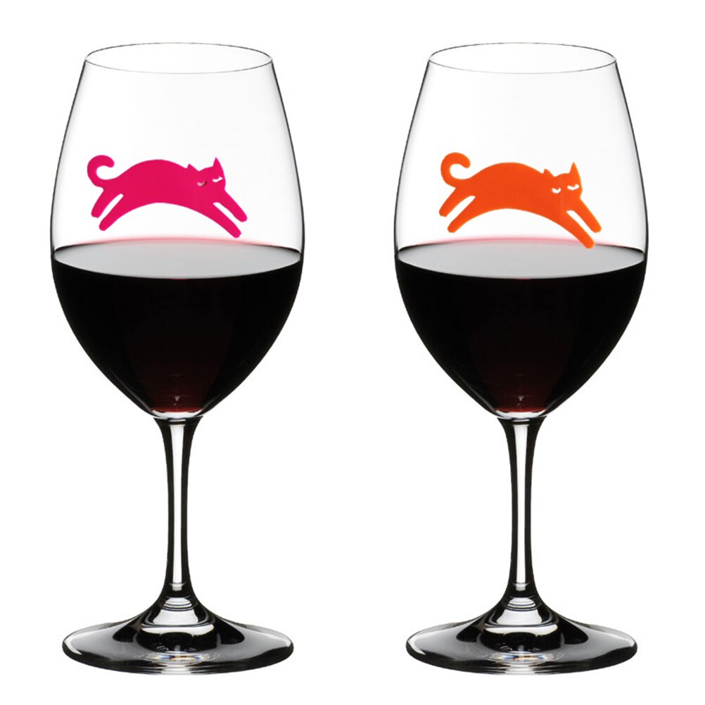 Marcadores de silicona para copa de vino, identificador de vino con forma de gato y perro salchicha, signo de copa para beber, 12 Uds., A50