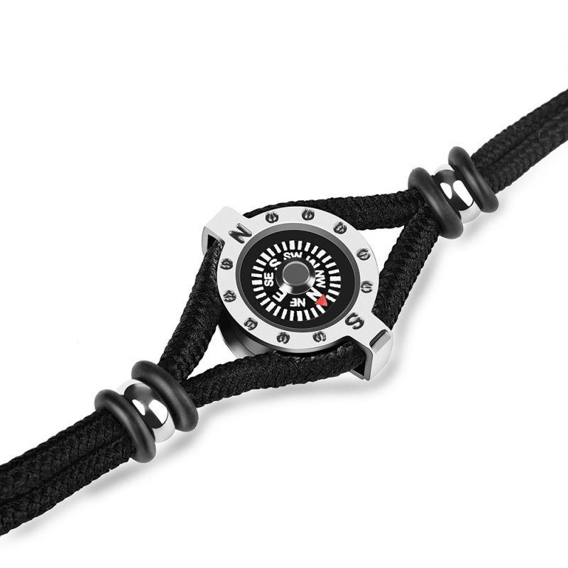 Titane acier Bracelet corde aventure escalade boussole ornements bijoux en plein air Camping randonnée sauvage Navigation outil