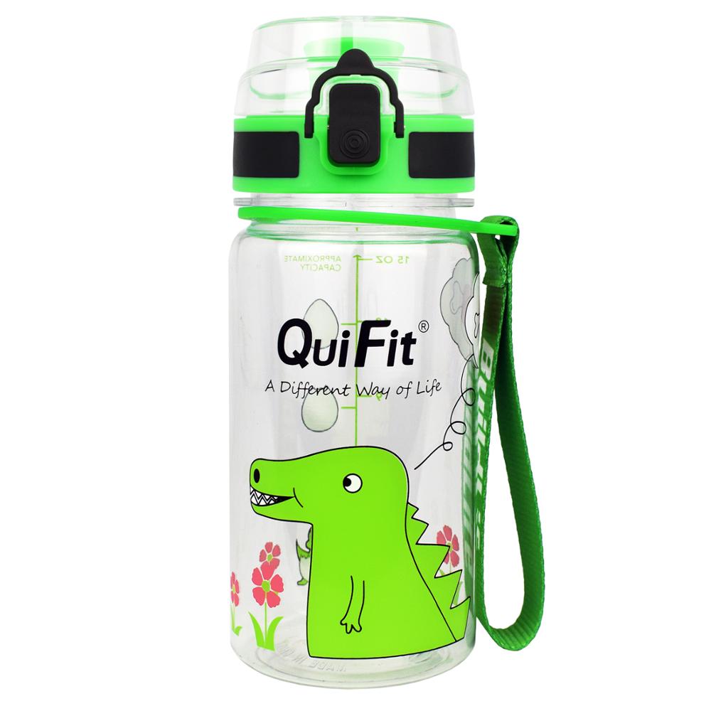 Quifit Tritan Water Bottle 450ml BPA Free Children Bottles Ourdoor Jug Tour Bottles Lovely Kettle for Kids: Green Flip Flop