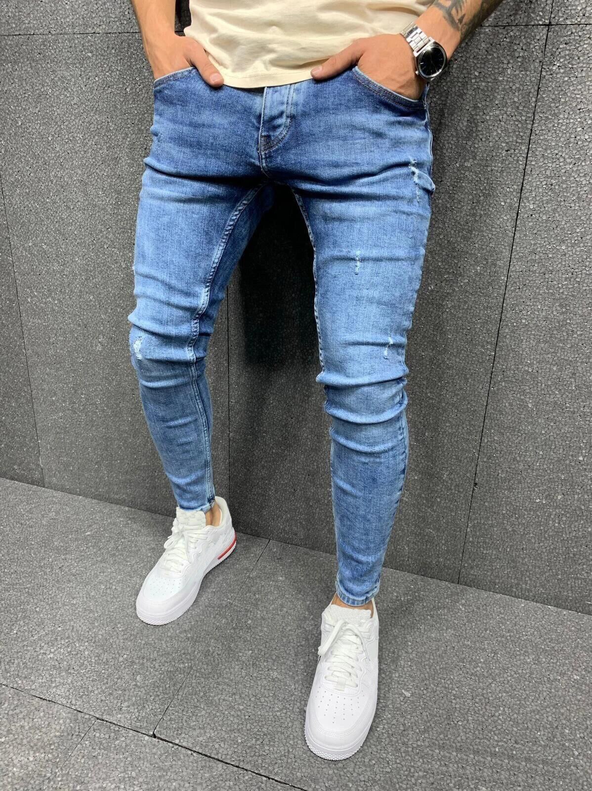 Jeans heren skinny stretch heren gekleurde jeans heren slim fit jeans homme casual broeken pantalon jeans heren denim blauw