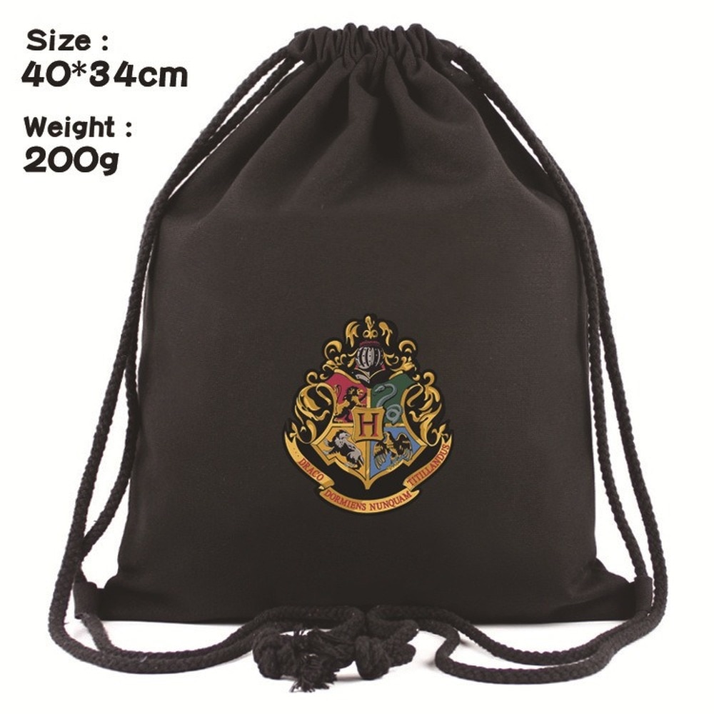 H.Potter Drawstring Canvas Backpack Men Women Shopping Bag Student School Bag Outdoor Storage Bag