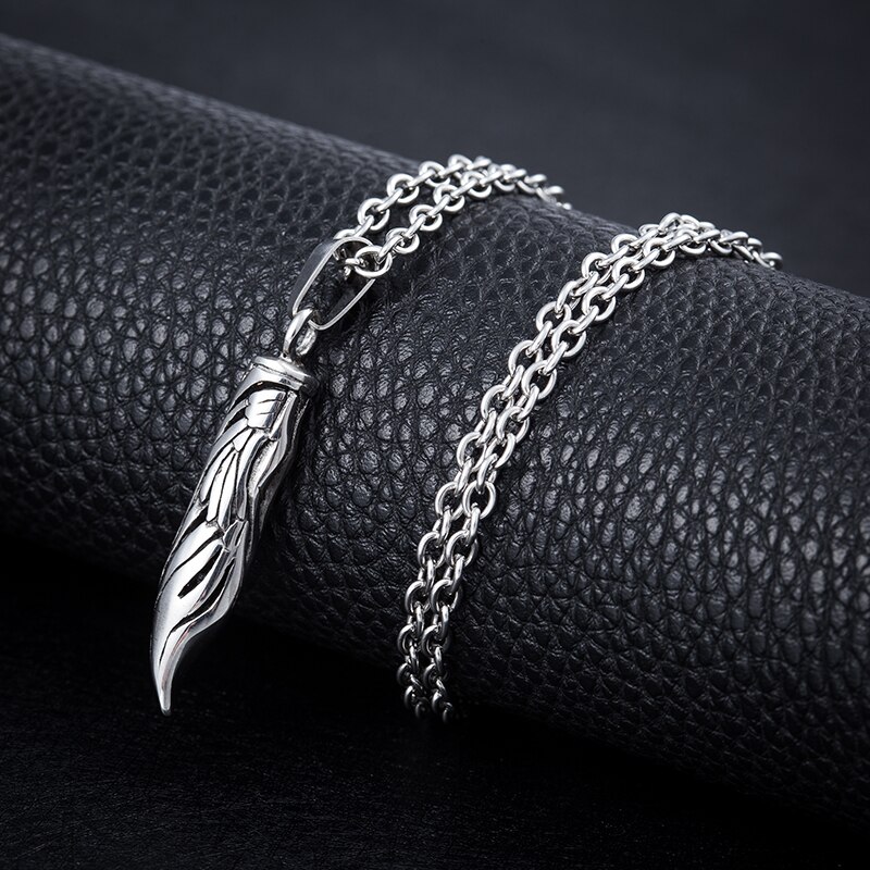 Heren Rvs Ketting Antieke Tribal Wolf Fang Tooth Hanger Vintage Wolf Tand Draak Titanium Hanger Ketting