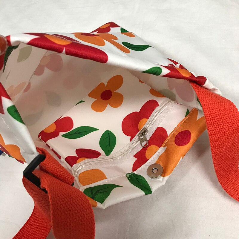 Japonais ins fun mignon fleur impression été sac de toile décontracté Harajuku ulazzng doux grande capacité vintage diagonale sac