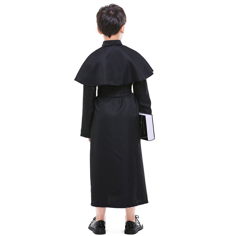 Boys Halloween Pastor Priest robe Costumes Children Catholic father Church choir Cosplays Carnival Purim stage show Party dress