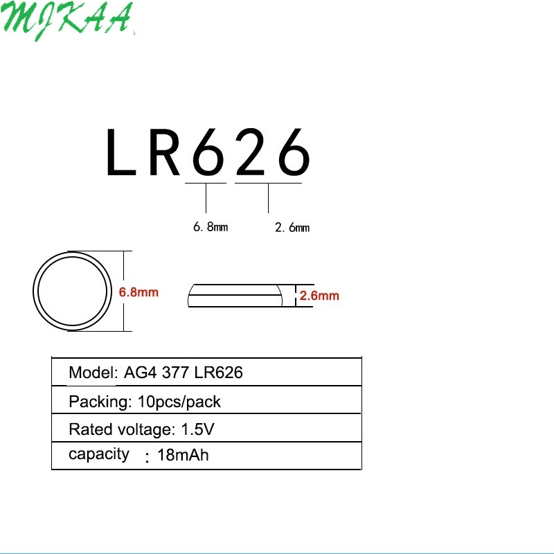 10 stks/pak AG4 377A 377 LR626 SR626SW SR66 LR66 knoopcel Coin Batterij