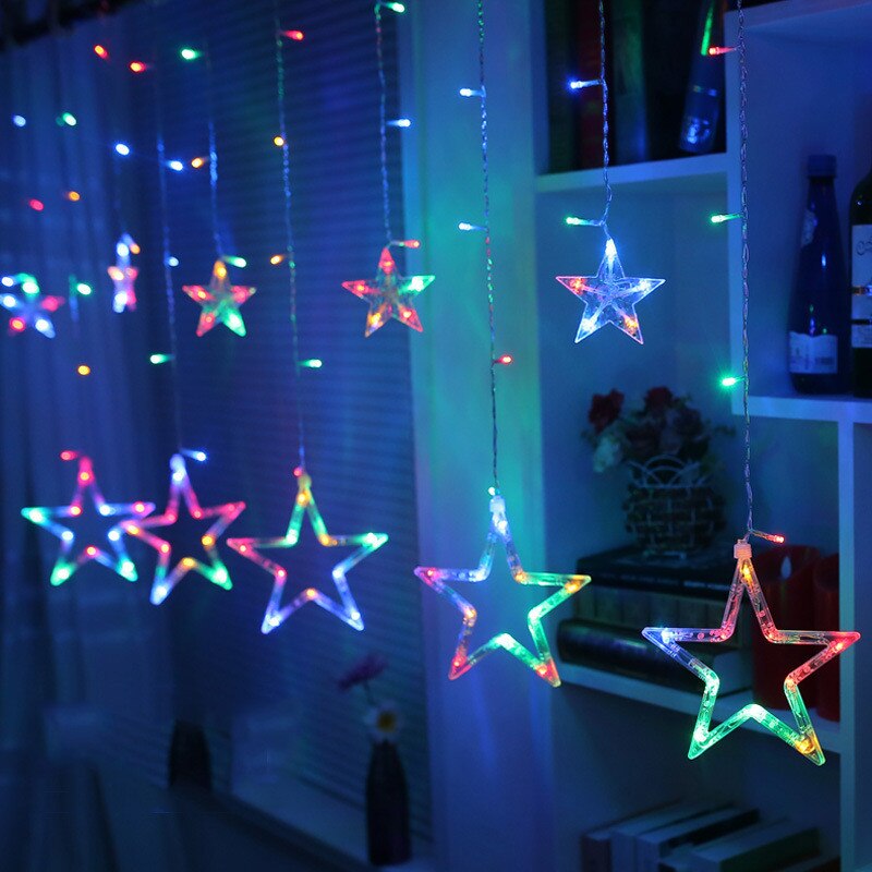 EU/Us-stecker LED Mond Sterne Lampe Weihnachten Girlande Lichterketten Fee Vorhang Licht Für Hochzeit Garten Dekoration