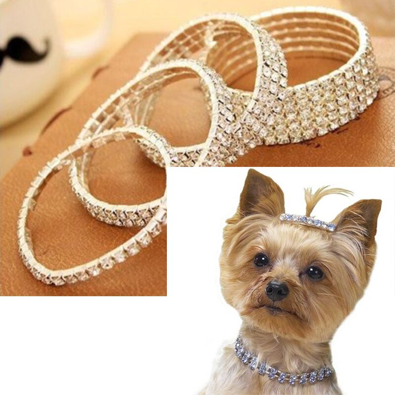 Mini Pet Kat Hond Bling Strass Chocker Kraag 1/2/3/4 Laag Hond Ketting Crystal Pet Jewearl kragen Decor Accessoires