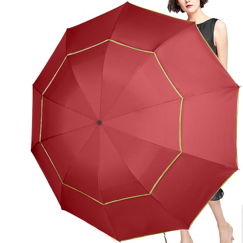 Men Umbrella Strong Windproof Rain Umbrella Double Layer Golf Umbrella Non-Automatic Business Women Men 10K Umbrella: Red
