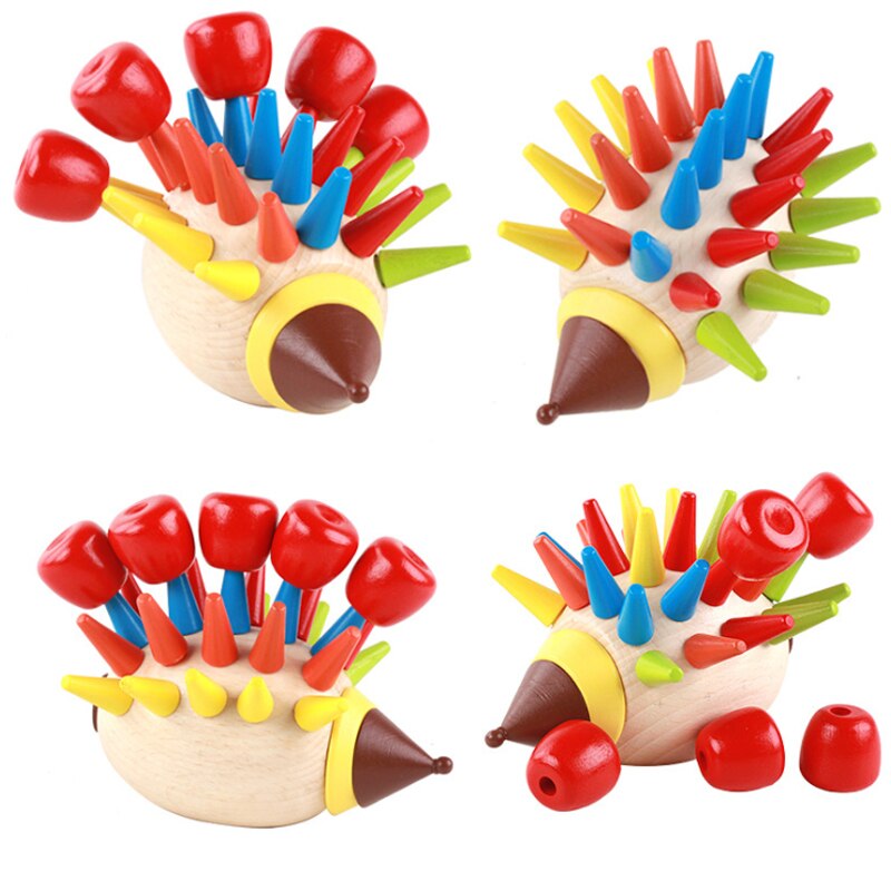 Giocattoli di legno colorato FAI DA TE creativo magnetico riccio bussare blocchi musicali per bambini di educazione precoce lotta blocchi di costruzione