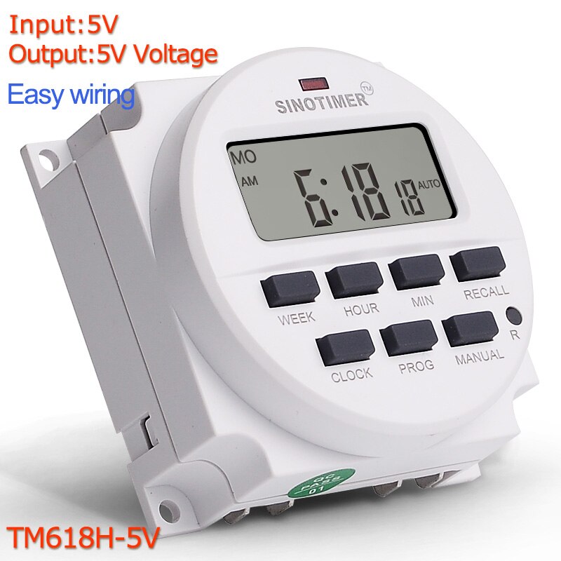 DC 5V 7 Days Programmable Digital Timer Switch Time Relay Control in 12/24hr Format Clock with Countdown OFF Function: Brown