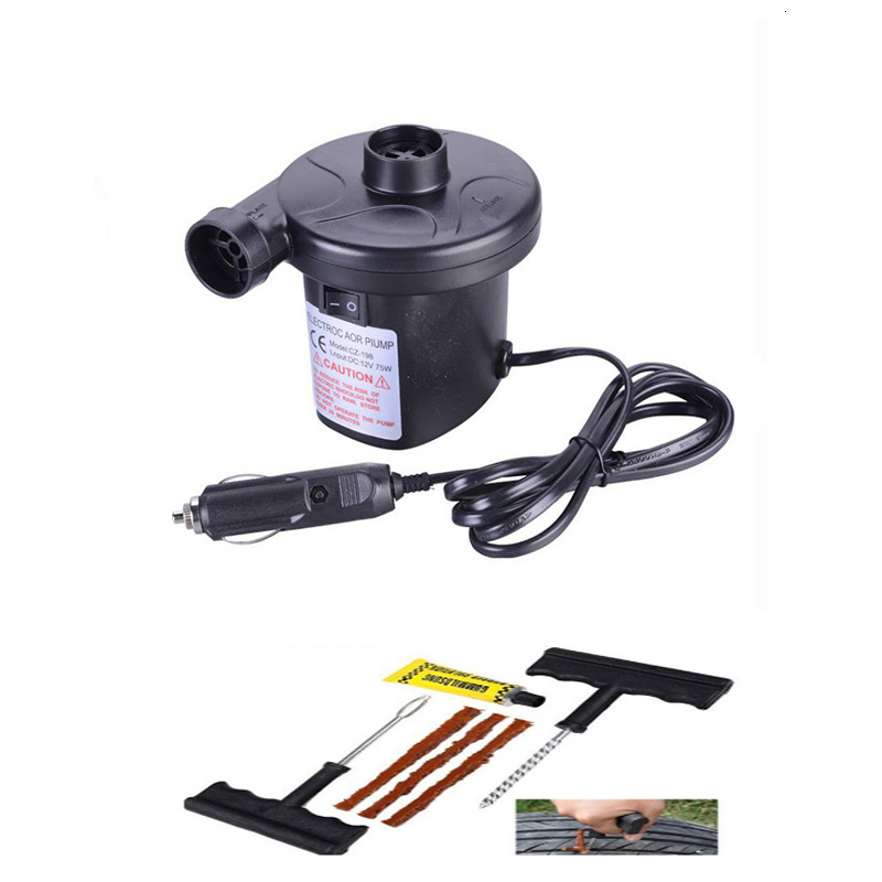 Car air pump electric air bed camping pump portable fast filling hose air compressor pump small pumping dual-use 110v-240v: white